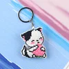 Bead Embroidery - 2Pcs Strawberry Cat Bead Cross Stitch Keychain Kit