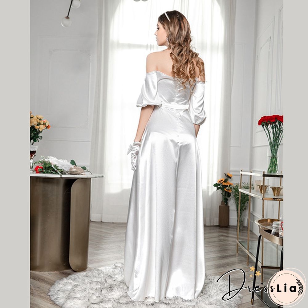 Fashion Puff Sleeve Tube Wedding Party Off Shoulder Dress