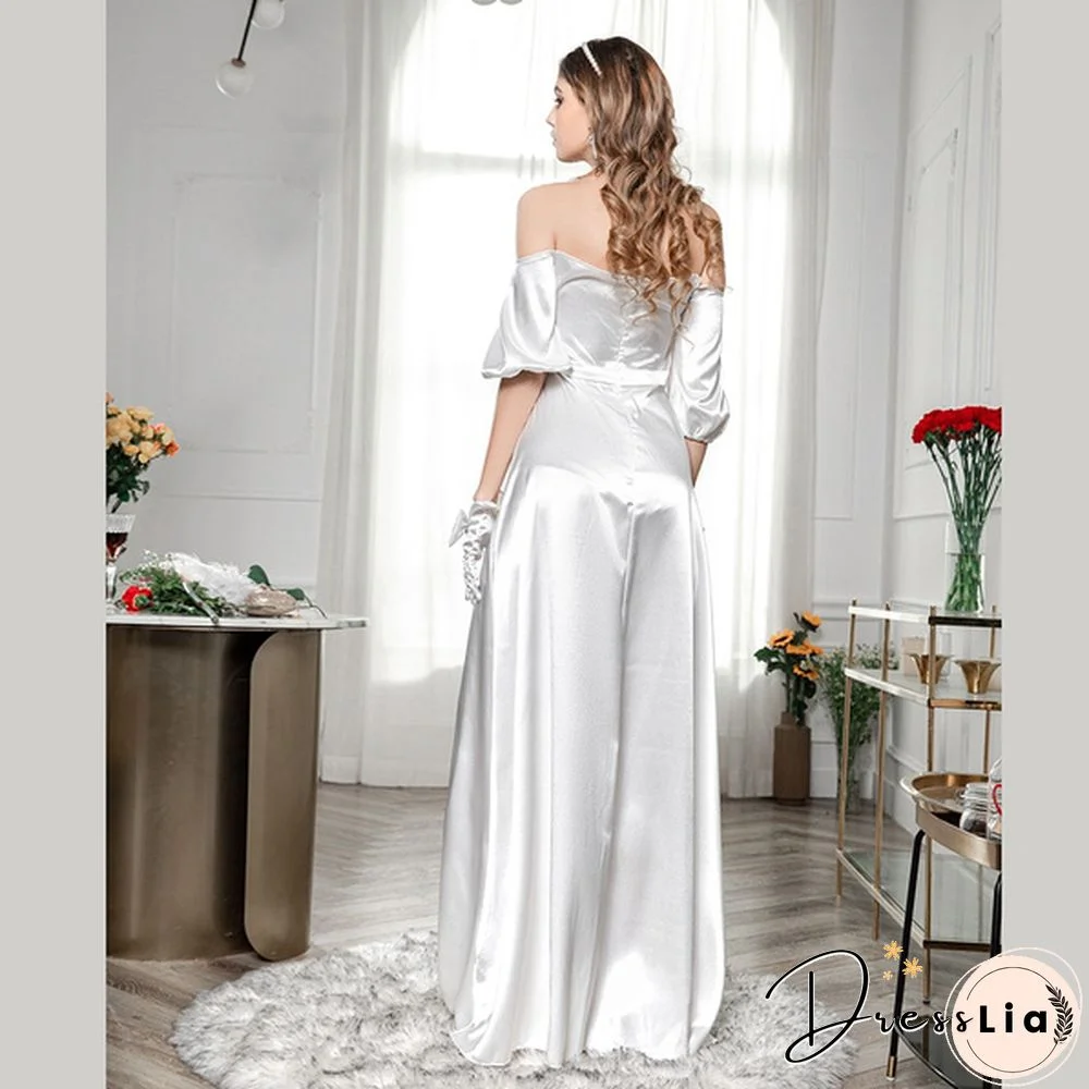 Fashion Puff Sleeve Tube Wedding Party Off Shoulder Dress