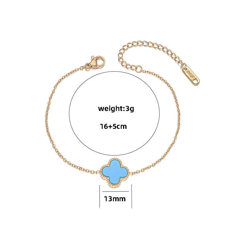 Four-Leaf Clover Bracelet Lucky Versatile Double-Sided Ol Bei Female Summer Fashion Accessories