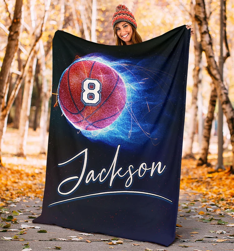 Personalized Basketball Blanket, Basketball Boy Sherpa Fleece Blanket | BKKid682