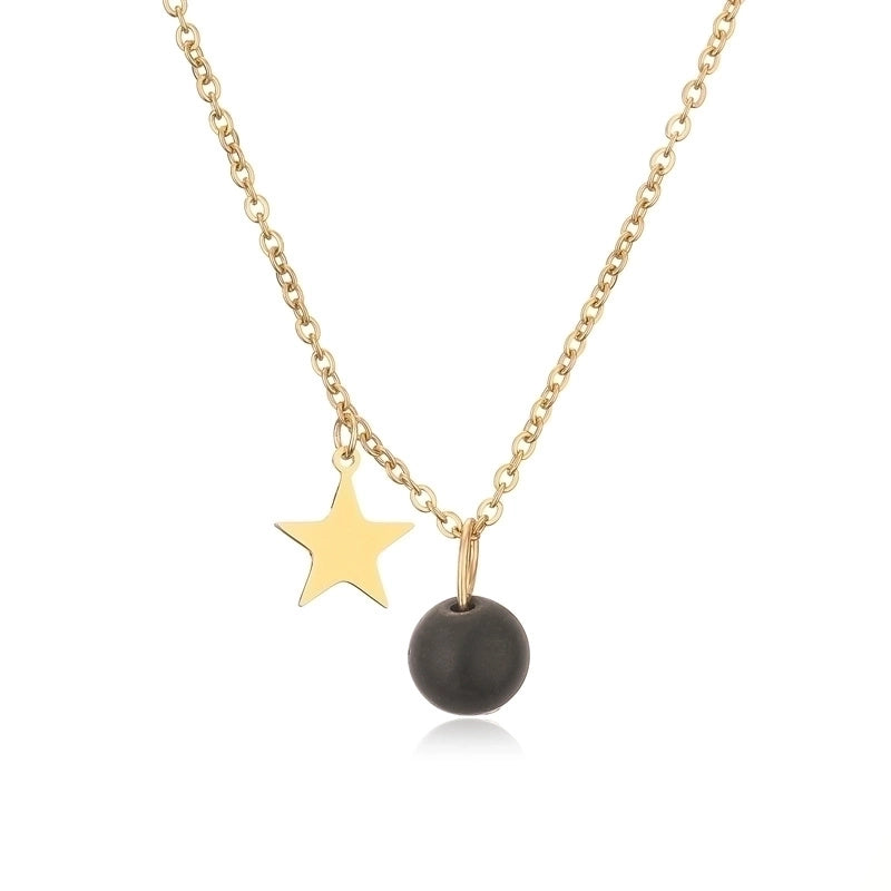 Casual Minimalist Star 304 Stainless Steel Natural Stone Plating Pendant Necklace