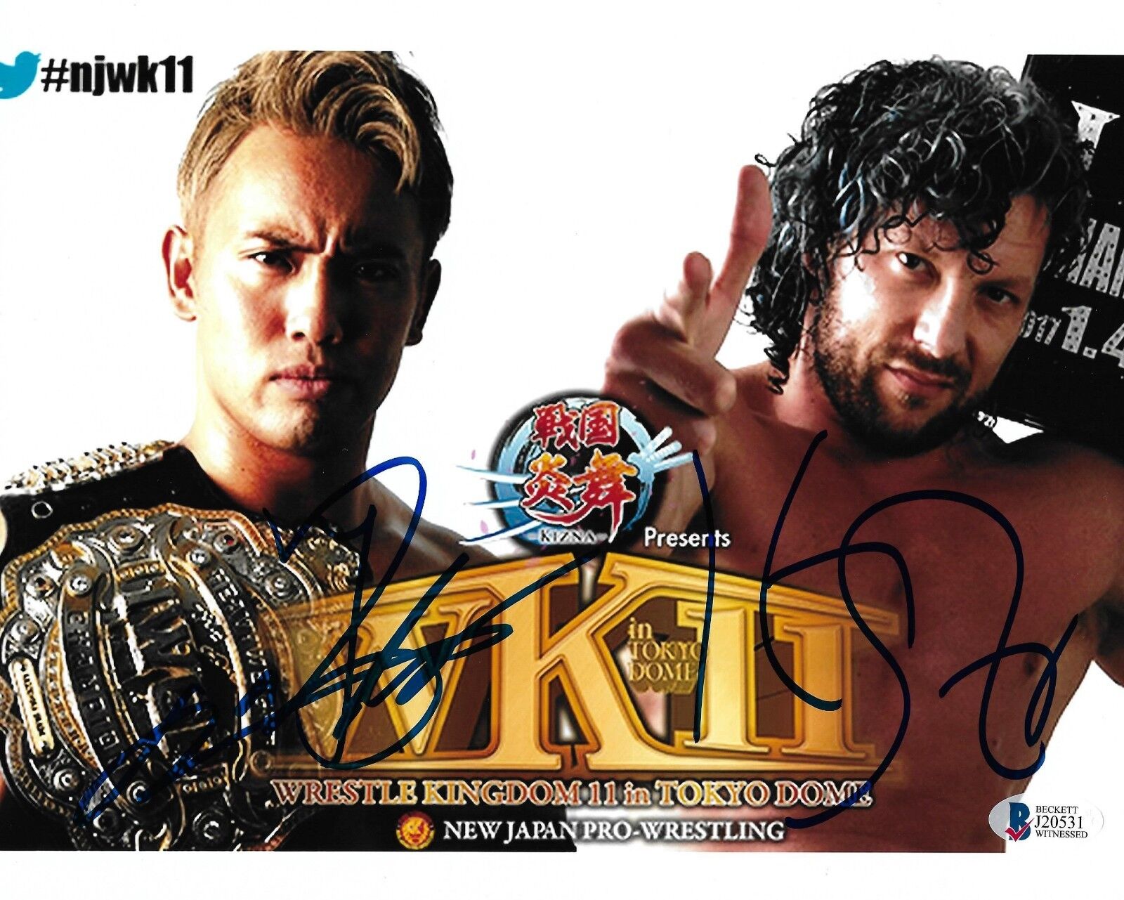 Kazuchika Okada Kenny Omega Signed 8x10 Photo Poster painting BAS COA New Japan Pro Wrestling 6