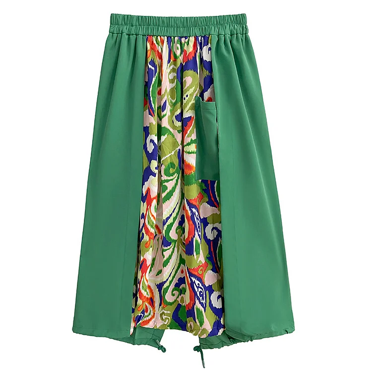 Personalized Colorful Printed Elastic Waist Skirt - yankia