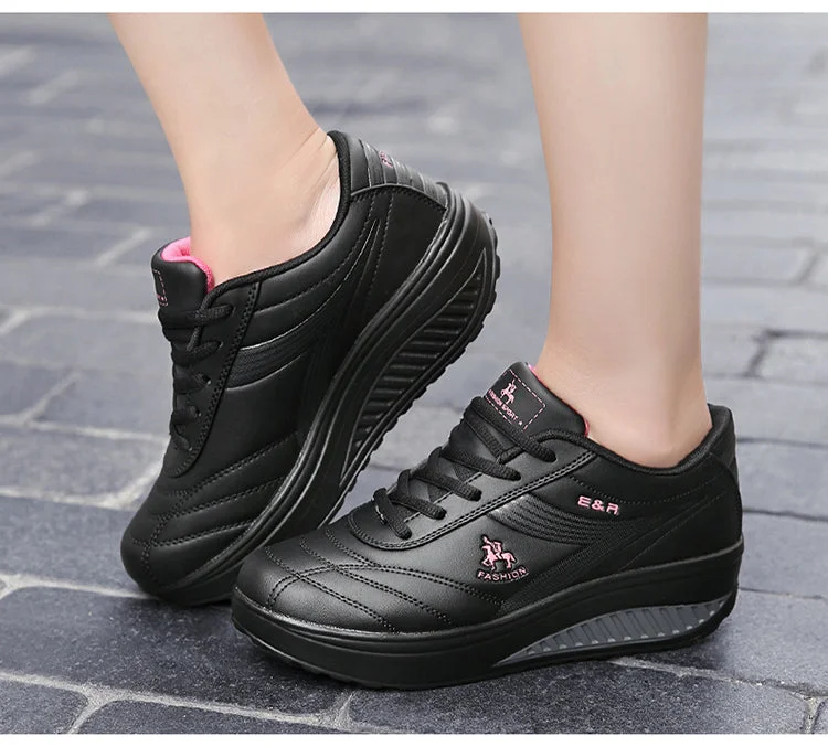 WGZNYN 2022 Platform Sport Shoes For Women Sneakers Pu Leather Breathable Comfortable Fashion Womens Walking Casual Shoes