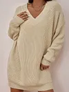 Simple Solid Color V-Neck Loose Long Sleeve Fashion Sweater