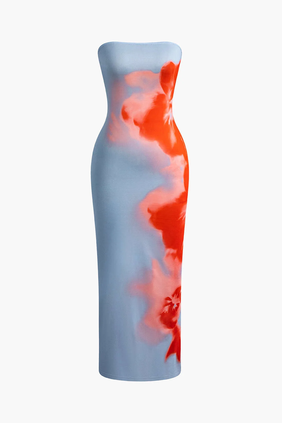 Brownm floral print maxi dress with slit