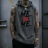 Men's Casual Street Bold "ME VS ME" Graphic Print Hooded Tank Top by Inlyline
