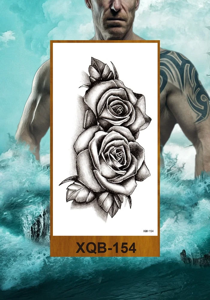 Temporary Tattoos Stickers Women Girl Chest Arm Fake Tatoo Lotus Peony Rose Magnolia Flowers Totem Face Body Makeup Waterproof