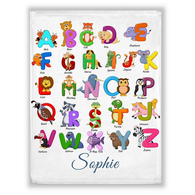 BlanketCute-Personalized Lovely Kid Animals Blanket with Your Kid's Name | 01