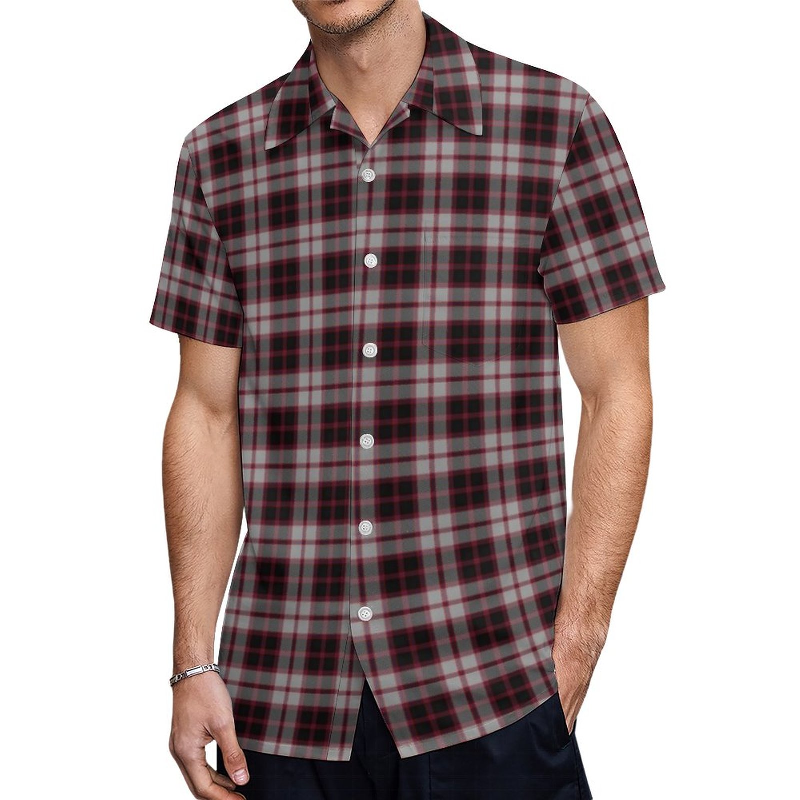 Scottish Clan Macpherson Tartan Hawaiian Shirt Mens Button Down Plus Size Tropical Hawaii Beach Shirts