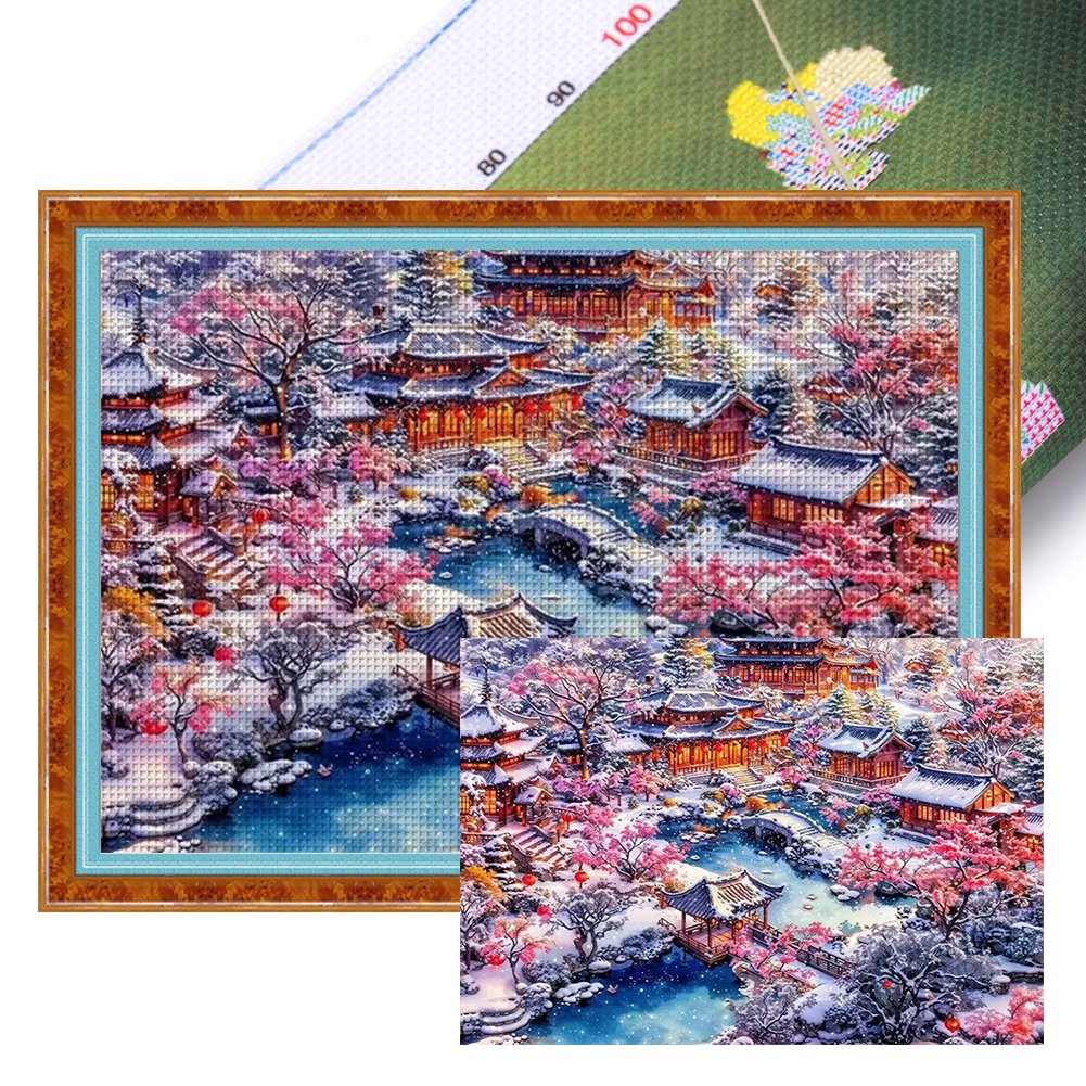 Four Seasons Garden Landscape Winter Full 11CT Pre-stamped Canvas(60*45cm) Cross Stitch