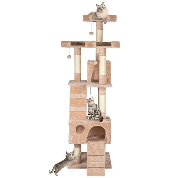 66" Sisal Hemp Cat Tree Tower Condo Furniture Scratch Post Pet House Play Kitten with Cozy