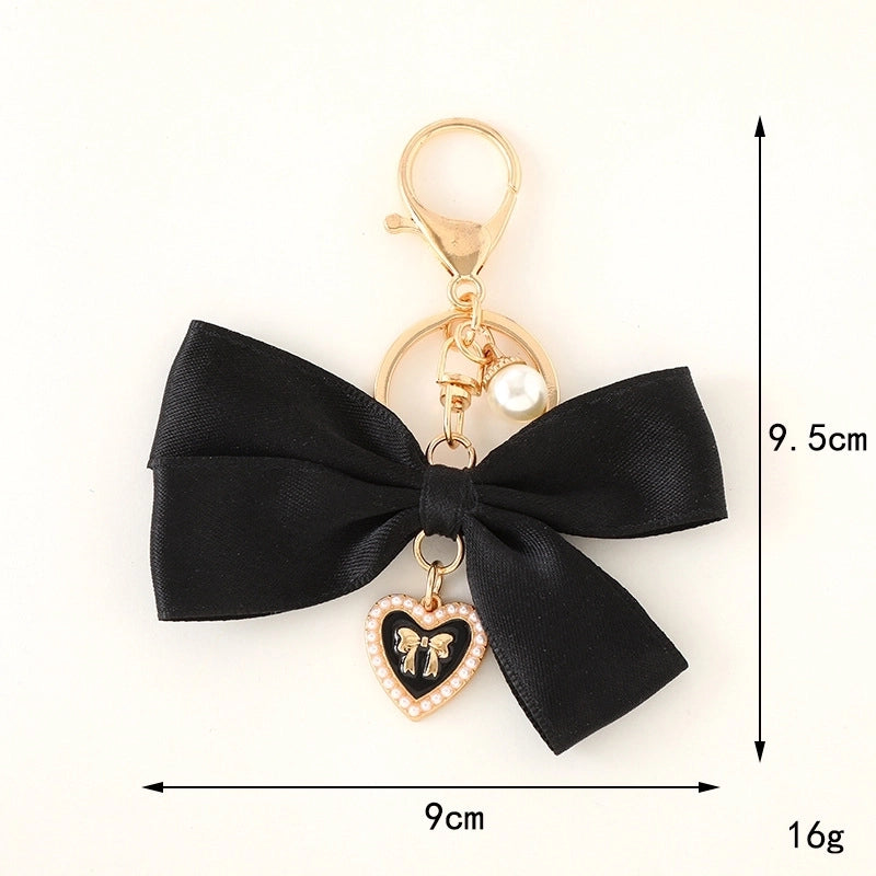 Sweet Heart Shape Bow Knot Alloy Cloth Bag Pendant Keychain