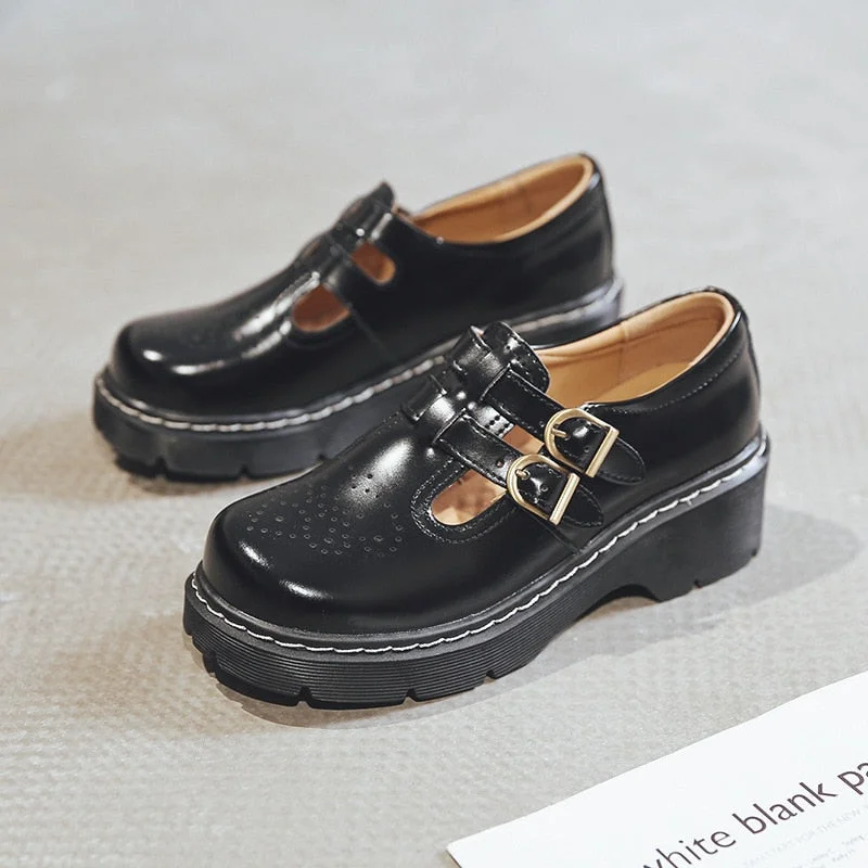 Vstacam 2023 Japanese Literary Retro Lolita Women Pumps Mary Janes Shoes Round Toe Student Girl Platform T-Strap Buckle Bullock Shoes