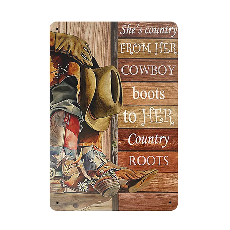Cowboy occidental - enseigne en étain vintage - 7.9x11.8 & 11.8x15.7inch