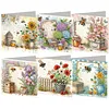 6Pcs DIY Diamond Painting Greeting Card Set with Envelopes Crystal Painting Art Greeting Cards for Beginner Adult Holiday Gifts