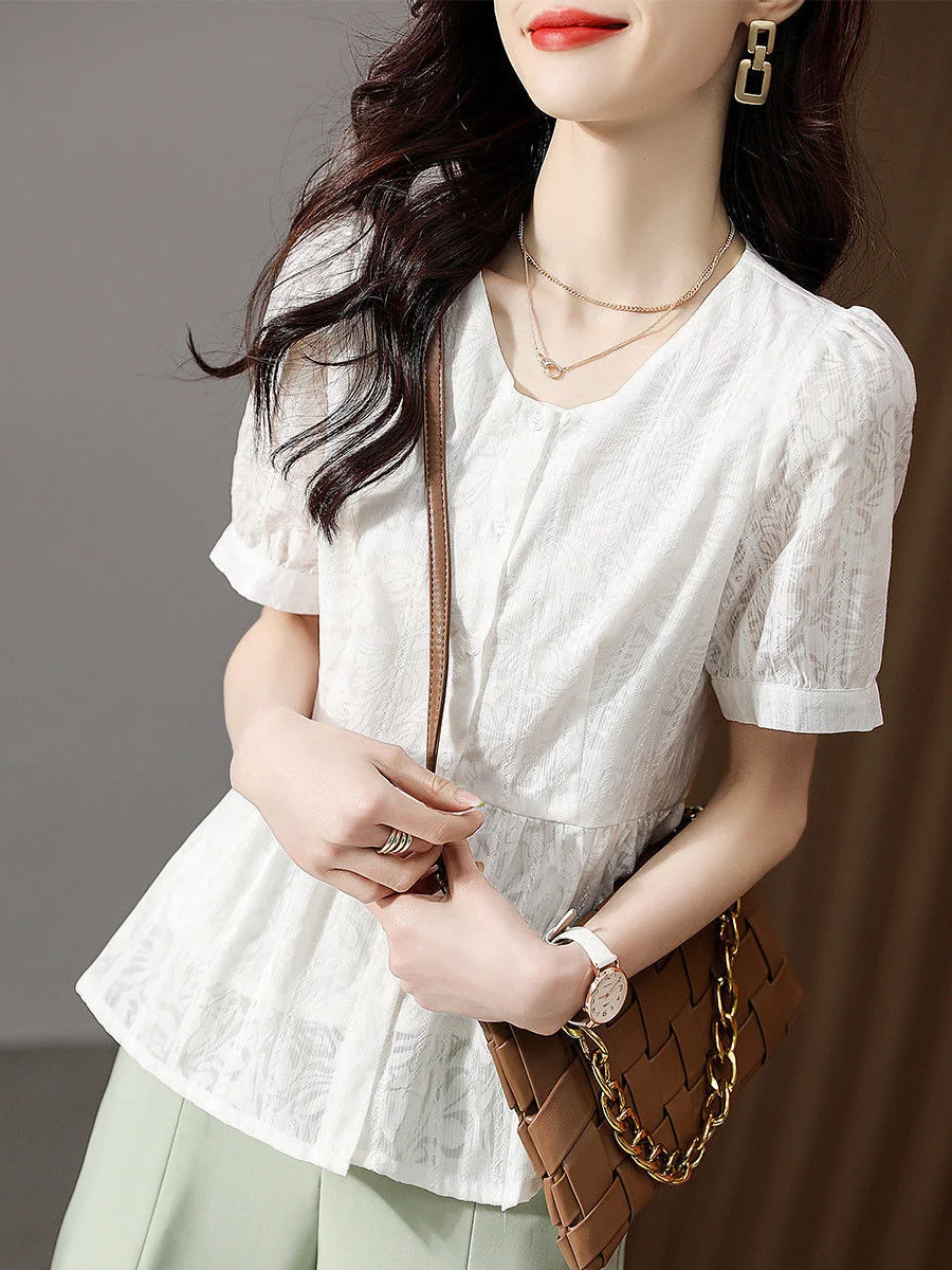 Athvotar Athvotar Doll-Shirt Temperament Commuting Style Exquisite And Intellectual 2025 Summer Commuting Fashion Casual Loose Korean Version Of Shirt