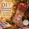 DIY Diamond Painting Christmas Stockings Hanging Ornaments Large Capacity Xmas Socks Pendant Wear Resist Candy Gift Storage Bags for Family Christmas Holiday Party Decoration (Santa Claus)
