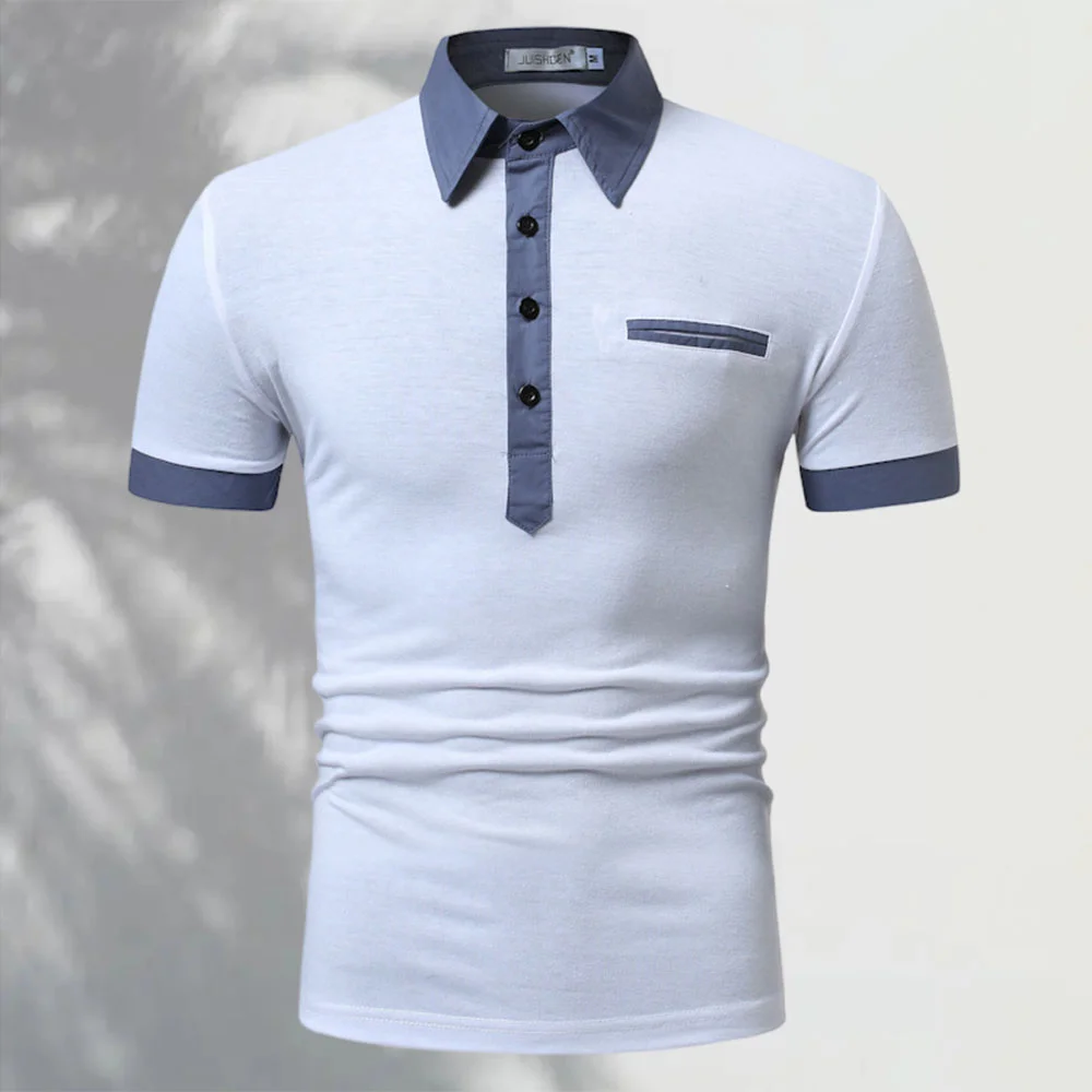 Meladen™ Kurzärmliges Revers-Poloshirt im Colourblock-Design für Herren