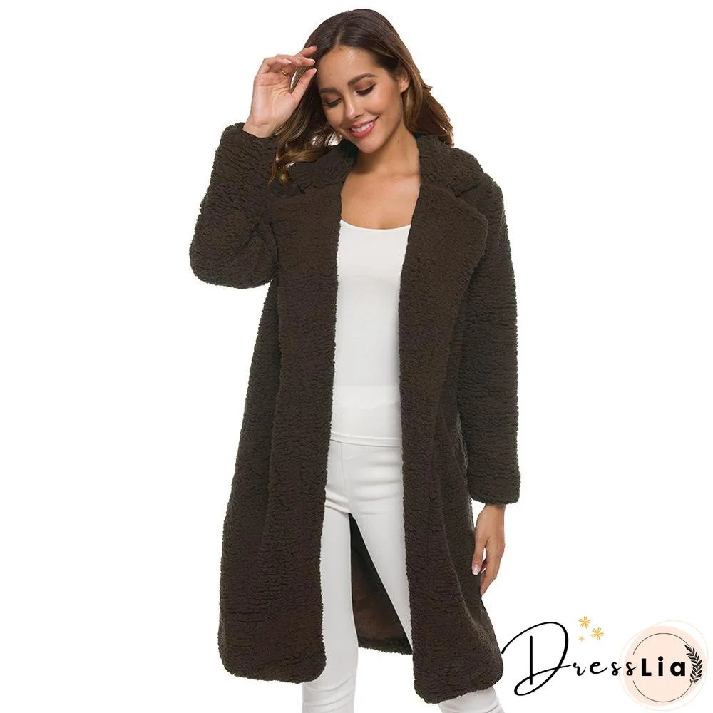Soft Faux Lambelwool Loose Long Coat