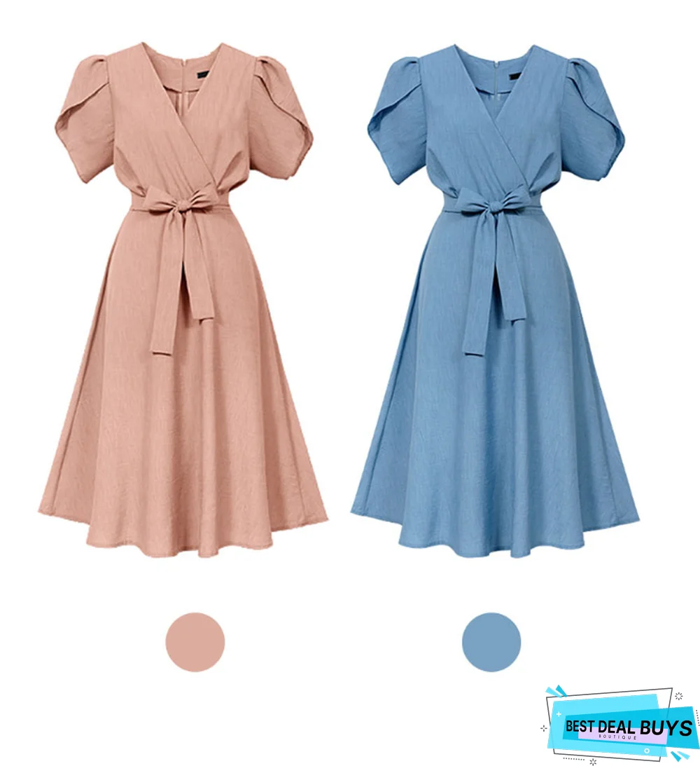 Large Size Women's Stitching Slim Dress Elegant In Summer