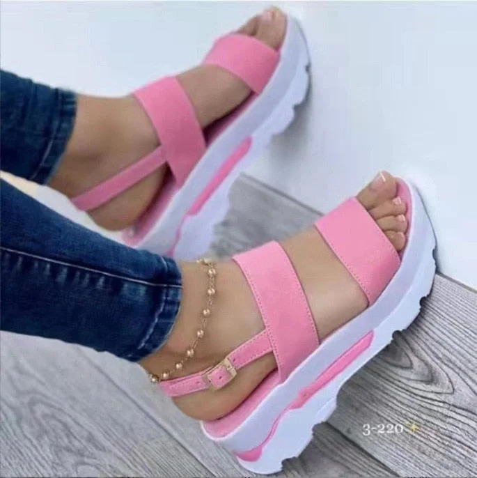 2022 Fashion Wedge Female Platform Buckle Strap Street Summer Shoes Punk Beach Wedges Women Sandals Chunky Sandalias De Mujer