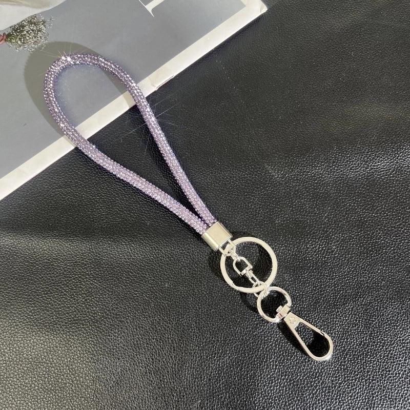 Minimalist Solid Color Rhinestone Inlay Rhinestones Bag Pendant Mobile Phone Chain