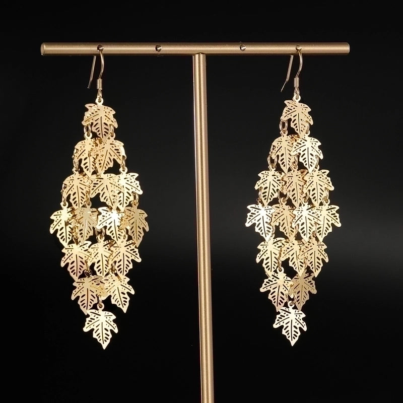 1 Pair Fashion Leaf Heart Shape Butterfly Plating Hollow Out 201 Stainless Steel 18K Gold Plated Stainless Steel Earrings