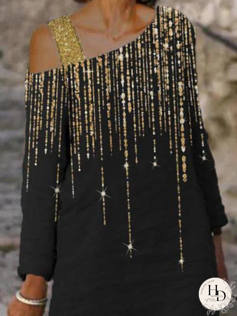 Dresses Loose Sling Sloping Shoulder Long Sleeve Dress for Women