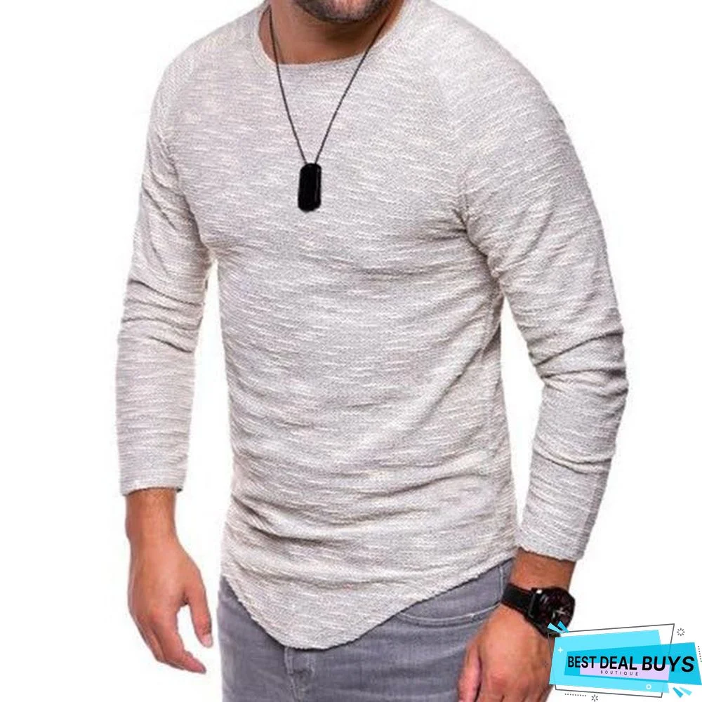 Fashion Slim Casual Long Sleeve T-Shirt Mens Autumn Fit Elastic Striped O-Neck Pullover Sexy T-Shirt