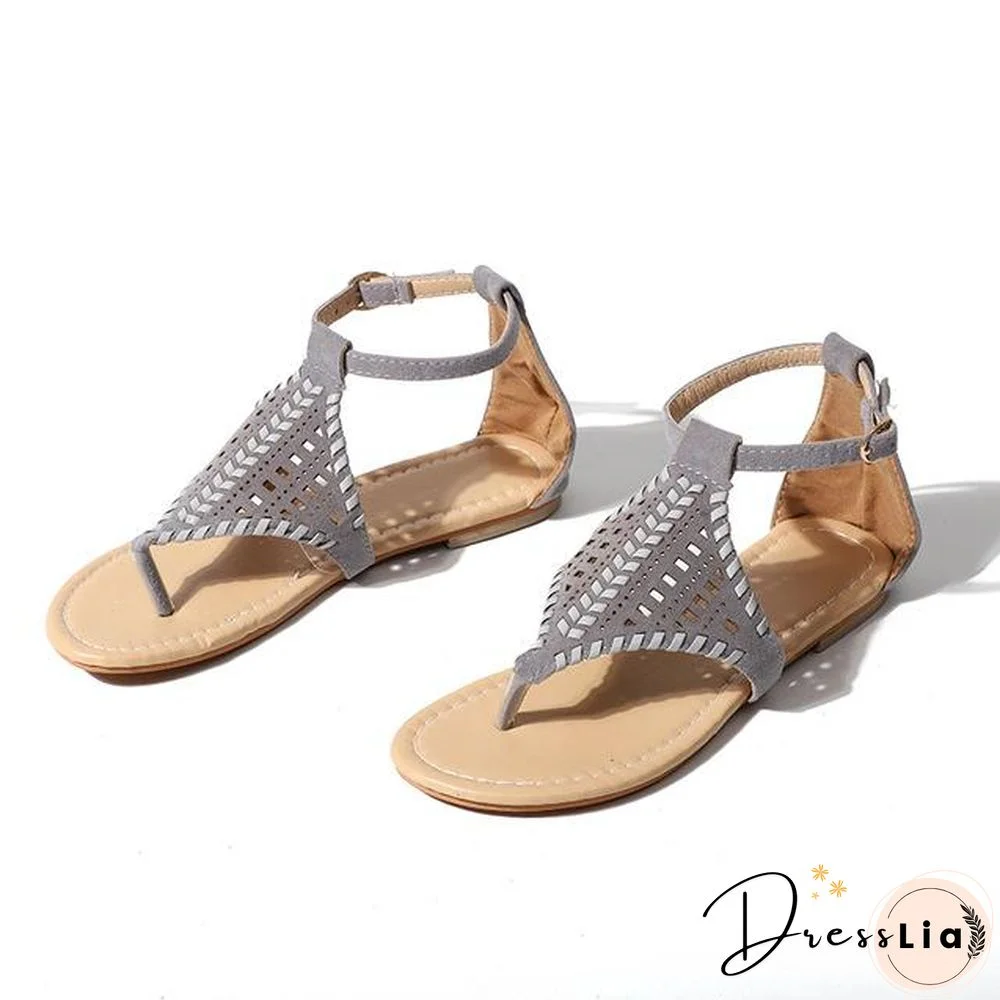 Women Plus Size Flat Shoes Cut Outs Flip Flops Casual Beach Sandal