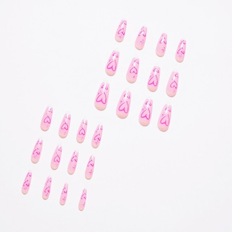 Fake Nails Heart Pattern Full Cover Fake Nails DIY Glue Press On Nails Nail Supplies For