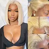 613 Blonde Short Layered 13x4 Lace Front Human Hair Bob Wig