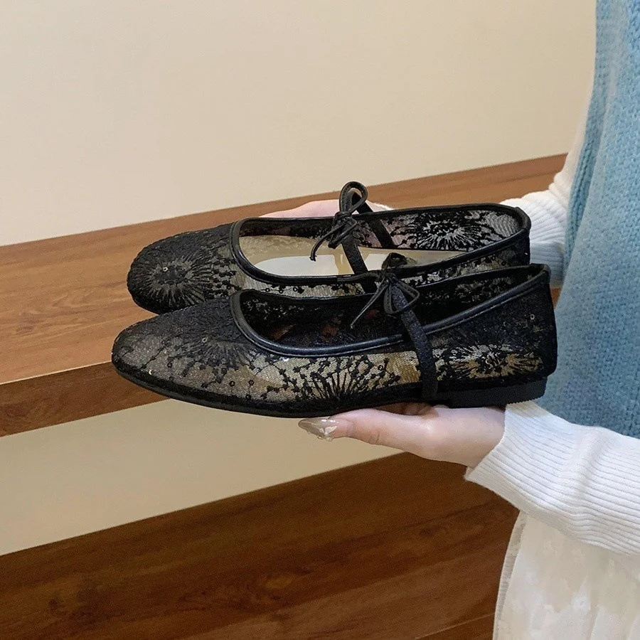 Breakj Breakj Style French Gentle Evening Shoes Women's Shoes 2025 New Spring Mesh Breathable Square Mary Jane Single Shoes