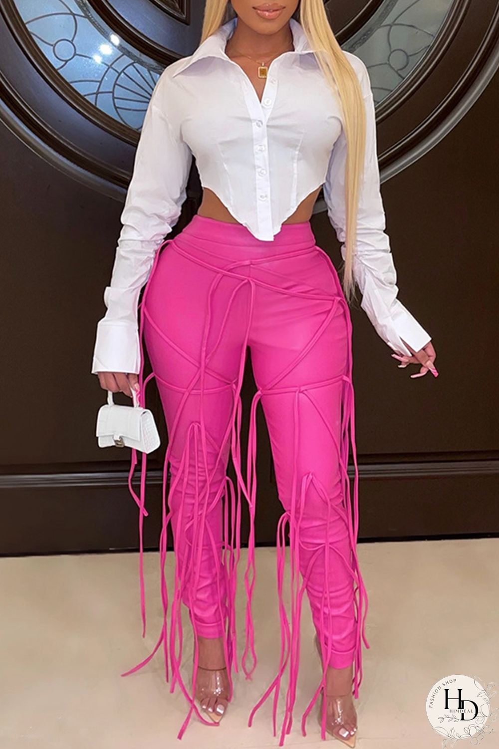 White Fashion Casual Solid Asymmetrical Turndown Collar Tops