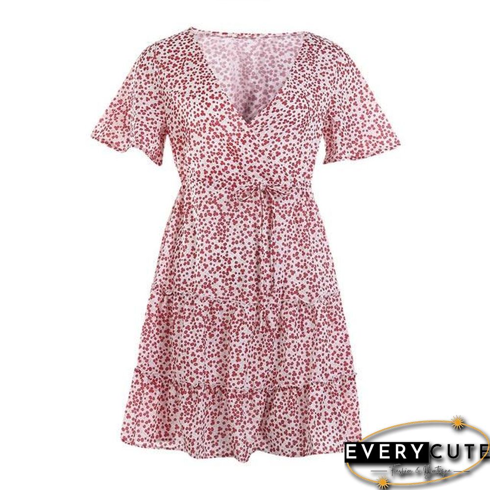 Floral Ruffle Short Mini Dress