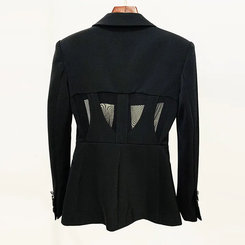 Nigikala Nigikala New Star Fashion Perspective Mesh Splicing Suit Personality Mesh Splicing Trousers