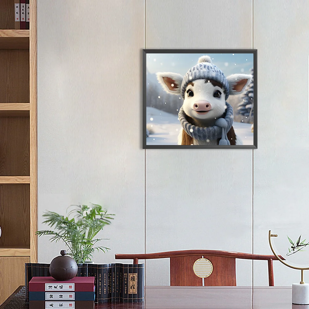 Diamond Painting - Full Round Drill - Winter Cow(Canvas|35*30cm)