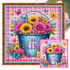 (US Only)Flower in Bucket Printed Cross Stitch Kit 45x45cm DIY 11CT Thread Art Needlework