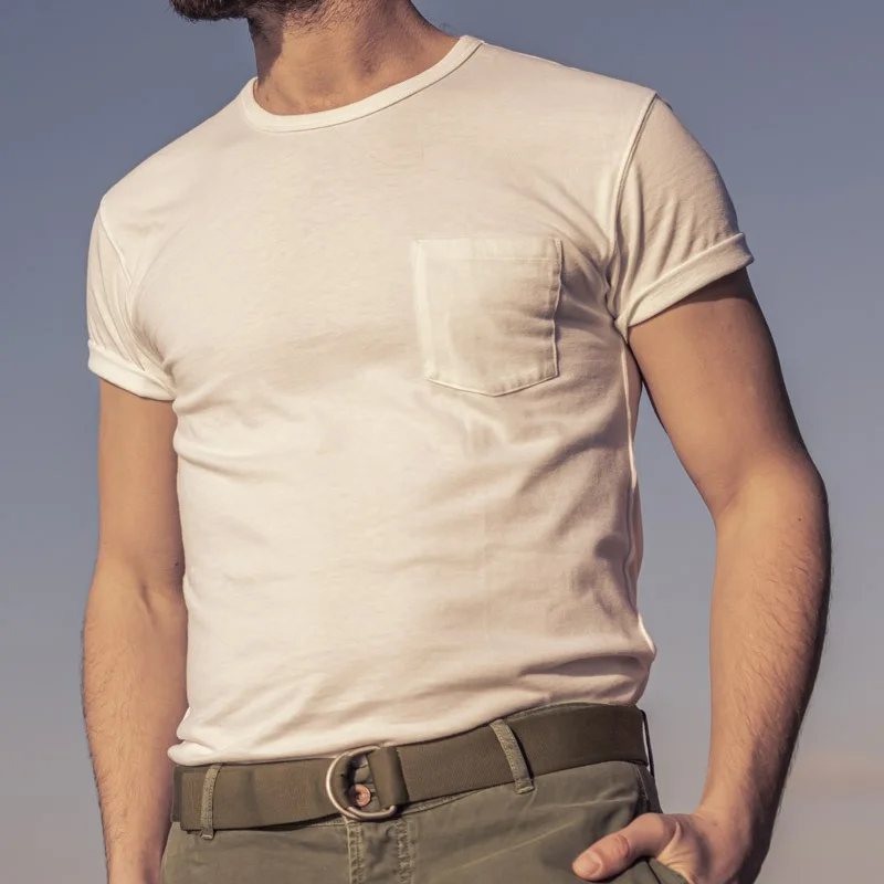 Casual Crew White Cotton Side Pocket T-Shirt