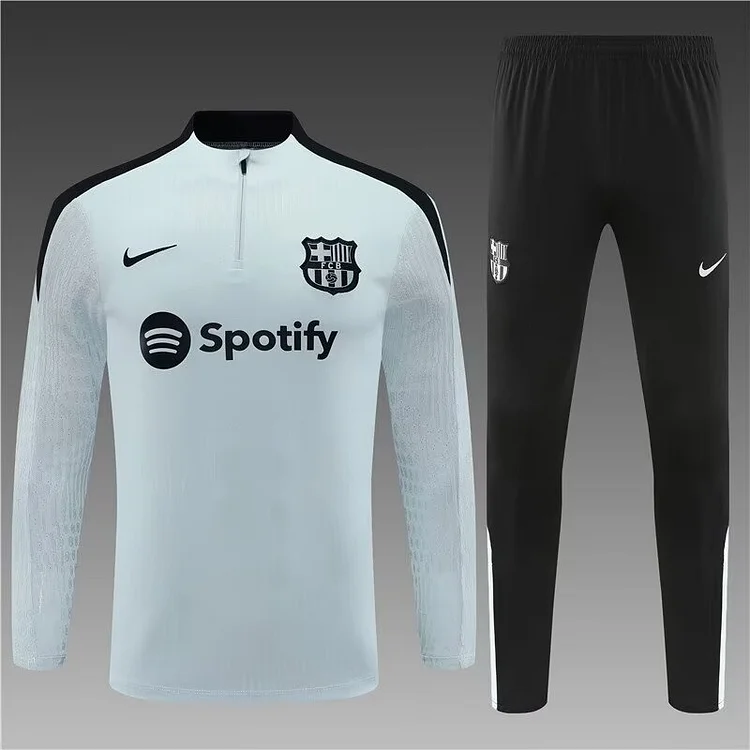 2024/25 Barcelona grey half zip training suit 1:1 Thailand quality