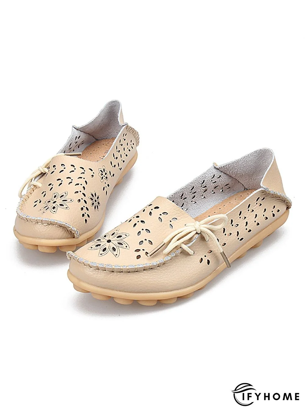 Cowhide Hollow Lace-up Portable Shoes | IFYHOME