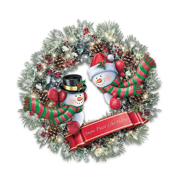 Christmas Wreath 35*35CM(Canvas) Beautiful Special Shaped Drill Diamond Painting gbfke
