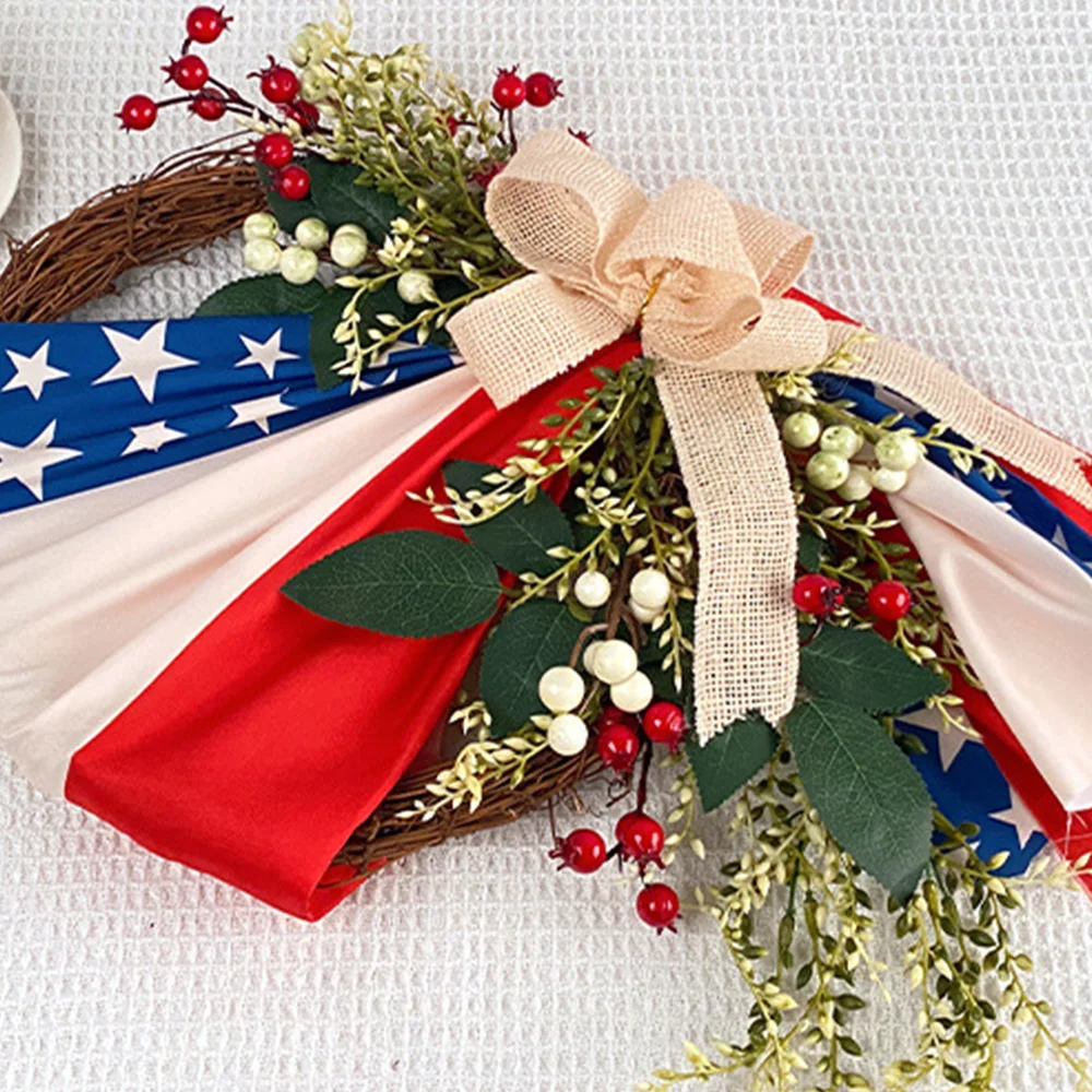 American Independence Day Rattan Simulation Wreath Ornament Door Hanging