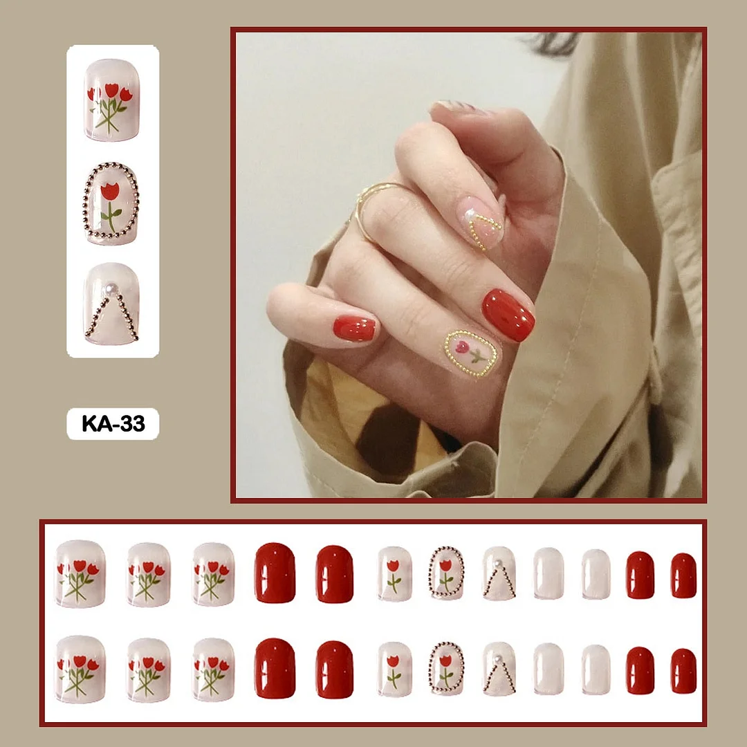 Butterfly Lovely Girl Nail Art Wearable Press On Fake Nails Tips With Glue And Sticker 24pcs/box With Wearing Tools As Gift-Nail Inspo