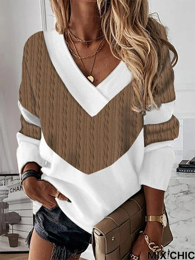 Plus Size Loose Color Block Jersey Tunic Sweatshirt