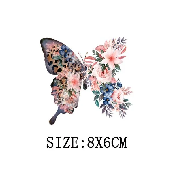 Colorful Butterfly Iron On Transfer For Clothing A-level Washable Thermal Sticker Beautiful Flower Patches On Clothes Decoration