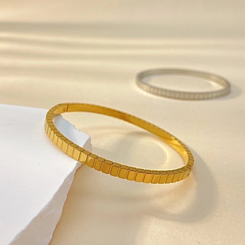 Minimalist Solid Color Titanium Steel Plating Gold Plated Bangle