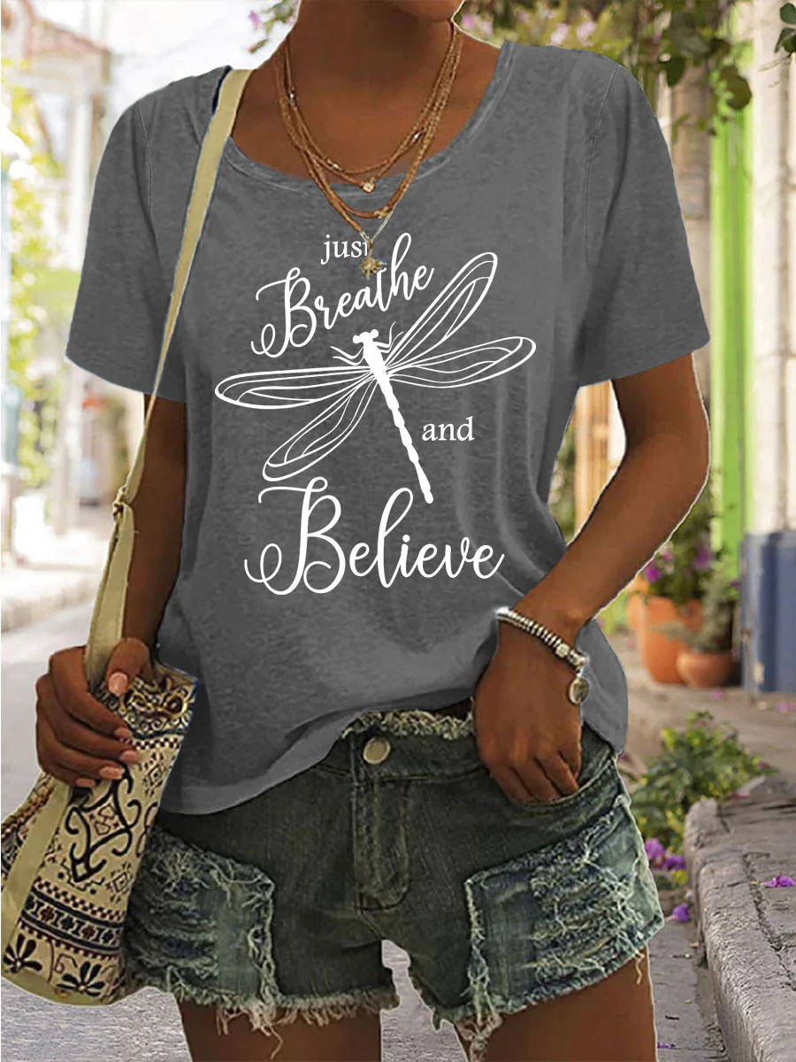 Just Breathe and Believe Dragonfly T-shirt